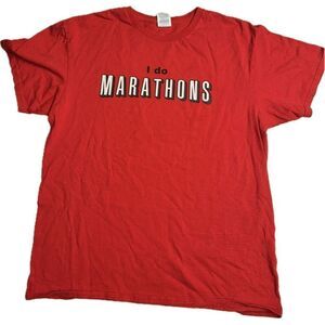 Funny T-Shirt‎ “I do Marathons” Netflix Red Men’s Size L